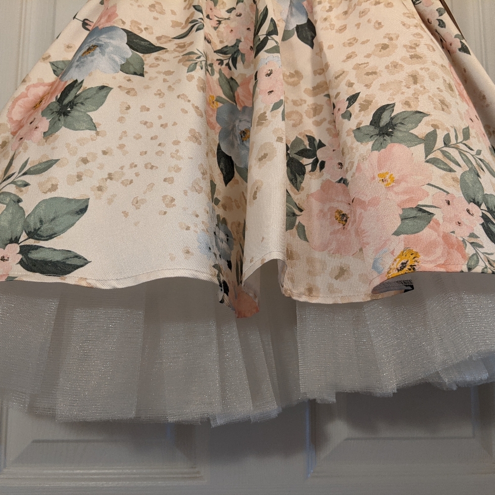 NWT. COUTURE PRINCESS Girls Dress, Size 7 Light Cream/Soft Blush, Baby Blue - Picture 7 of 9